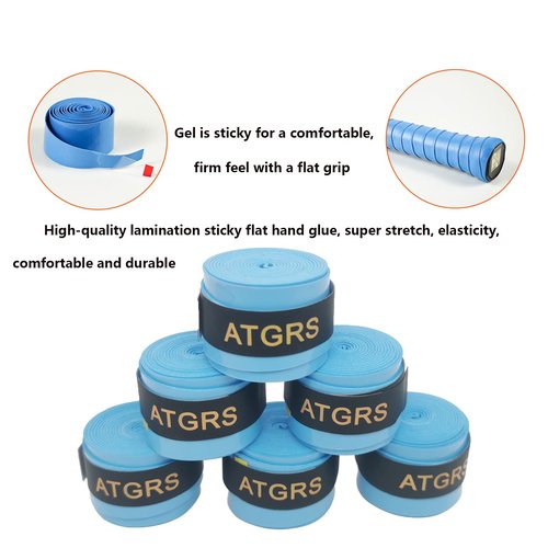 vlmits Tennis Racket Grip - Tacky Tennis Overgrips Tape Absorb Moisture Badminton Handle Tape Frosted Anti Slip Overgrip for Tennis Racquet Badminton Racquet Pickleball (Overgrip 6 Sky Blue)