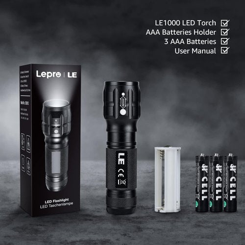Lighting EVER LED Flashlight - High Lumens, Waterproof, Adjustable Focus | Compact Tactical Light for Outdoor Use