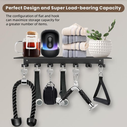 Floating Shelf Organizer Compatible with Tonal Accessories Wall Mount Hanger with Hooks T-Lock Adapters Home Gym Weight Storage Equipment Metal Rack Holder Bracket Hanger Workout Fitness (Classic)