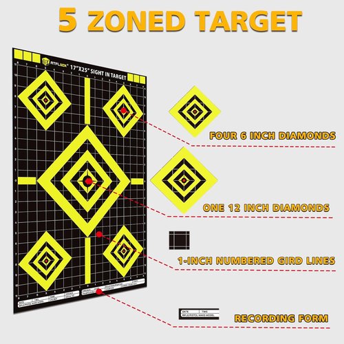 Atflbox High Visibility Shooting Range Paper Target - 17x25 Inch for Handgun, Pistol, Rifle, Airgun Practice