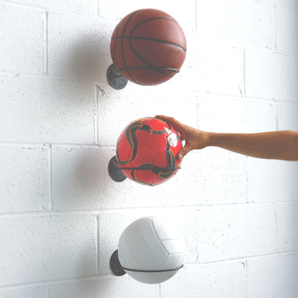 Wallniture Sporta Wall Mounted Ball Storage Sports Ball Holder Rack Display Storage Steel (Black)