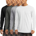 MAGCOMSEN Men's Long Sleeve Workout Shirts - UPF 50+ Sun Protection, Dry Fit, 4 Pack