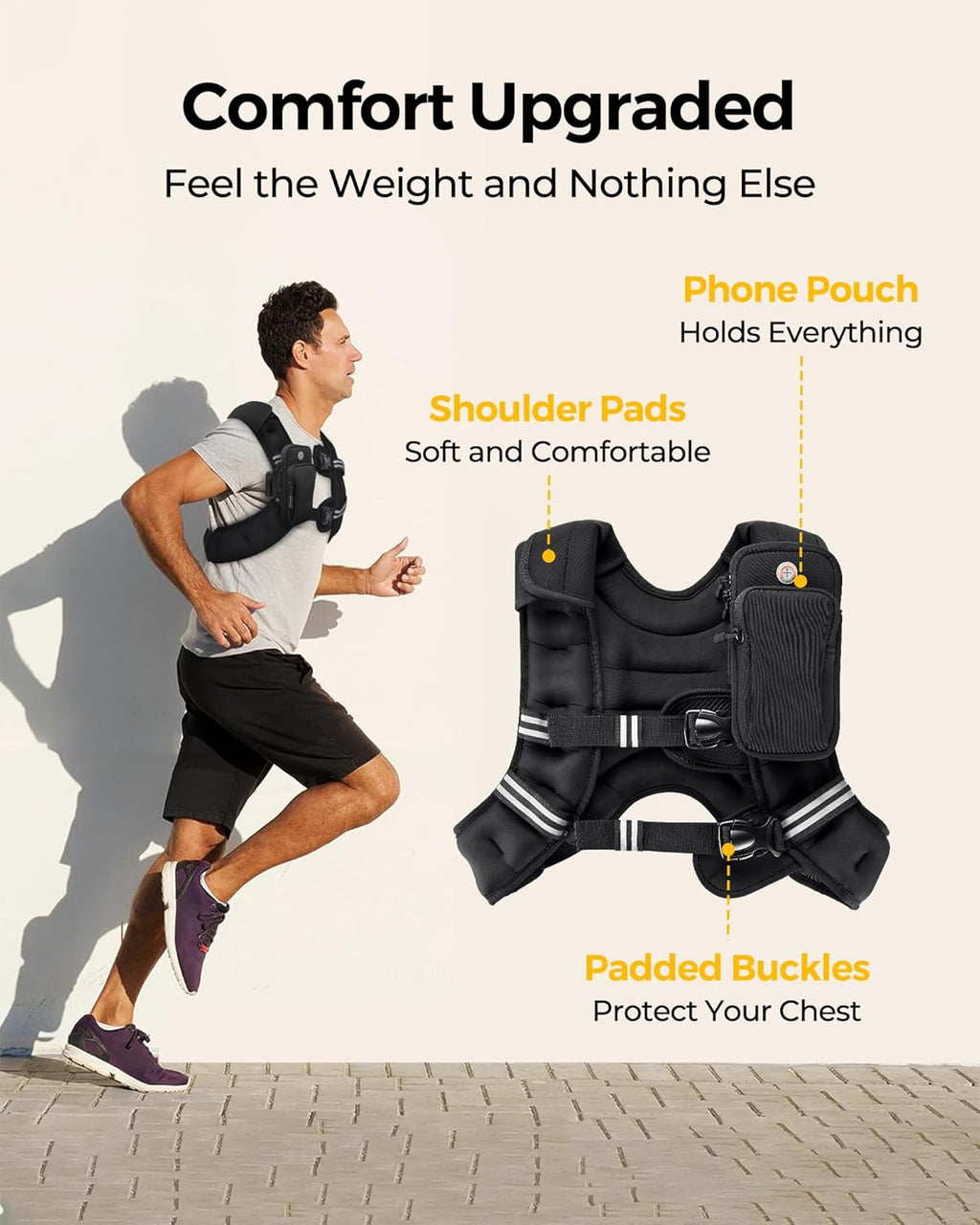 PACEARTH Weighted Vest - Adjustable 6lb to 30lb for Weight Loss & Strength Training | Reflective Stripe