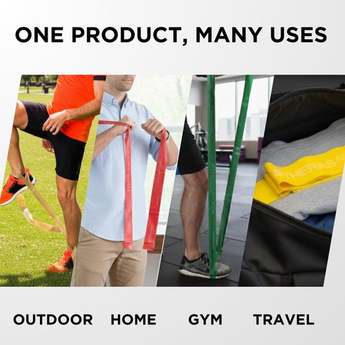 THERABAND CLX Resistance Band with Loops, 5-Foot Band, Red, Medium, Non-Latex, Elastic Band for Exercise, Mobility & Rehab, Stretching, Home Workouts, Color-Coded for Easy Resistance Levels