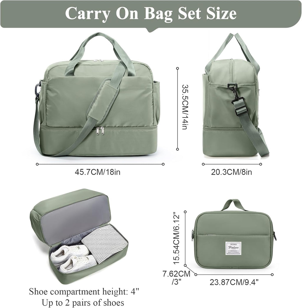Skiennix Travel Duffel Bag for Women - Stylish Carry-On Overnight Weekender with Wet Pocket & Toiletry Bag | 18x14x8 Inches