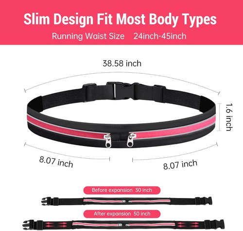 JUMAHE Slim Running Belt - Phone Holder Fanny Pack for Keys & Accessories | Fits All Cell Phones, Pink