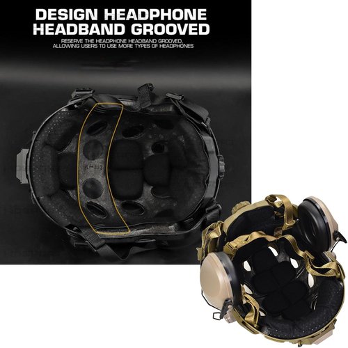 Lightweight Construction Tactical Fast Helmet Integrated NVG Mount Adjustable Size for Adult and Teenager (TAN)