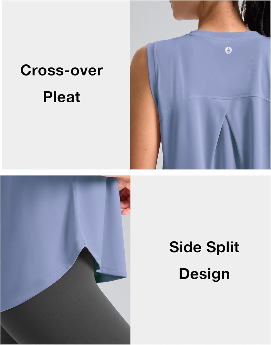 SANTINY Women's Athletic Tank Tops - Breathable Lightweight Workout Shirts for Yoga & Running