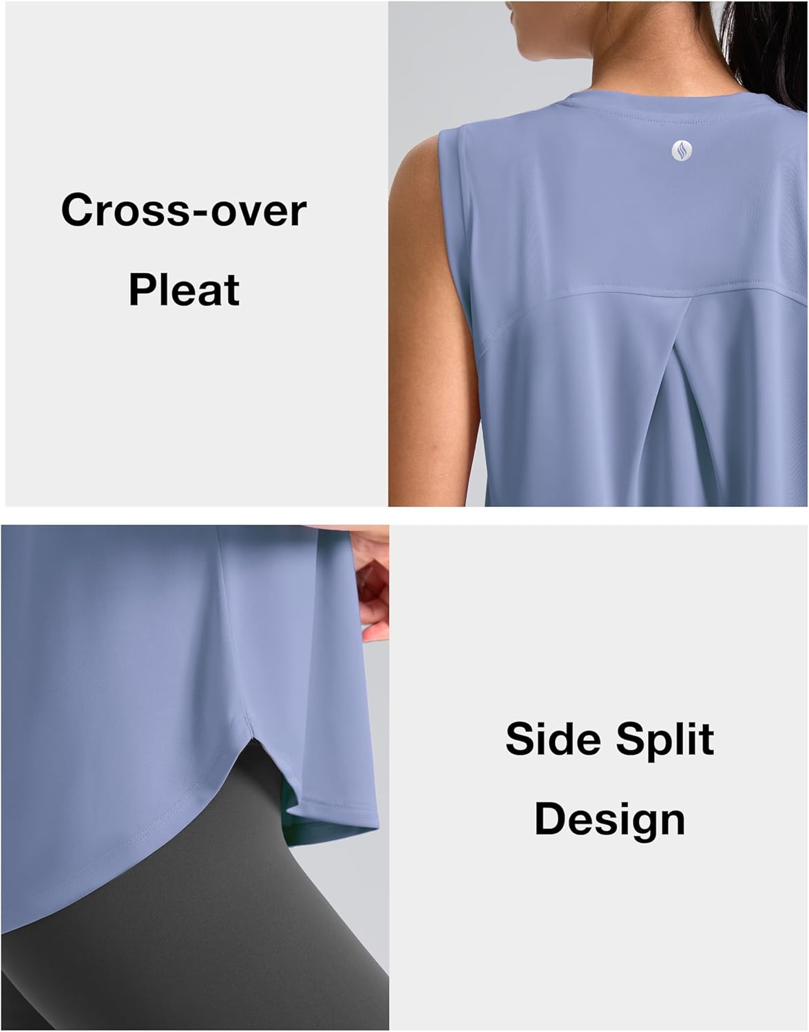 SANTINY Women's Athletic Tank Tops - Breathable Lightweight Workout Shirts for Yoga & Running