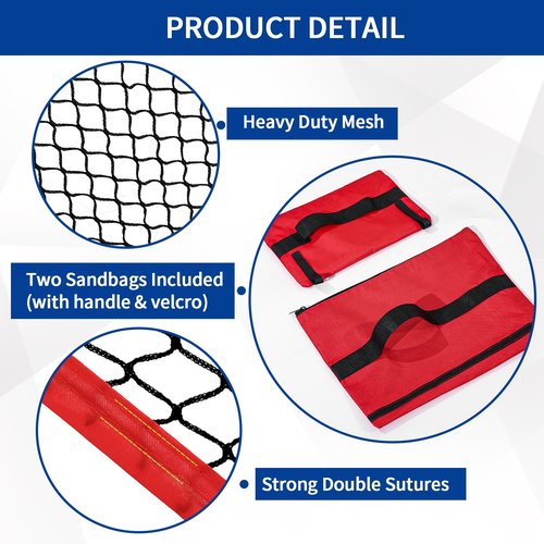 Golf Shank Net, Compatible with 10ft x7ft & 10ft x10ft Golf Hitting Nets, Indoor/Outdoor Practice for Backyard, Garage, Simulator Enclosure, Includes 4 Sand Bags, Reinforced Mesh Design