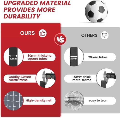Bearwill Soccer Goal - 12X6FT Portable Soccer Net with Easy Setup & Upgraded Collapsible Base | Ideal for Backyard Practice