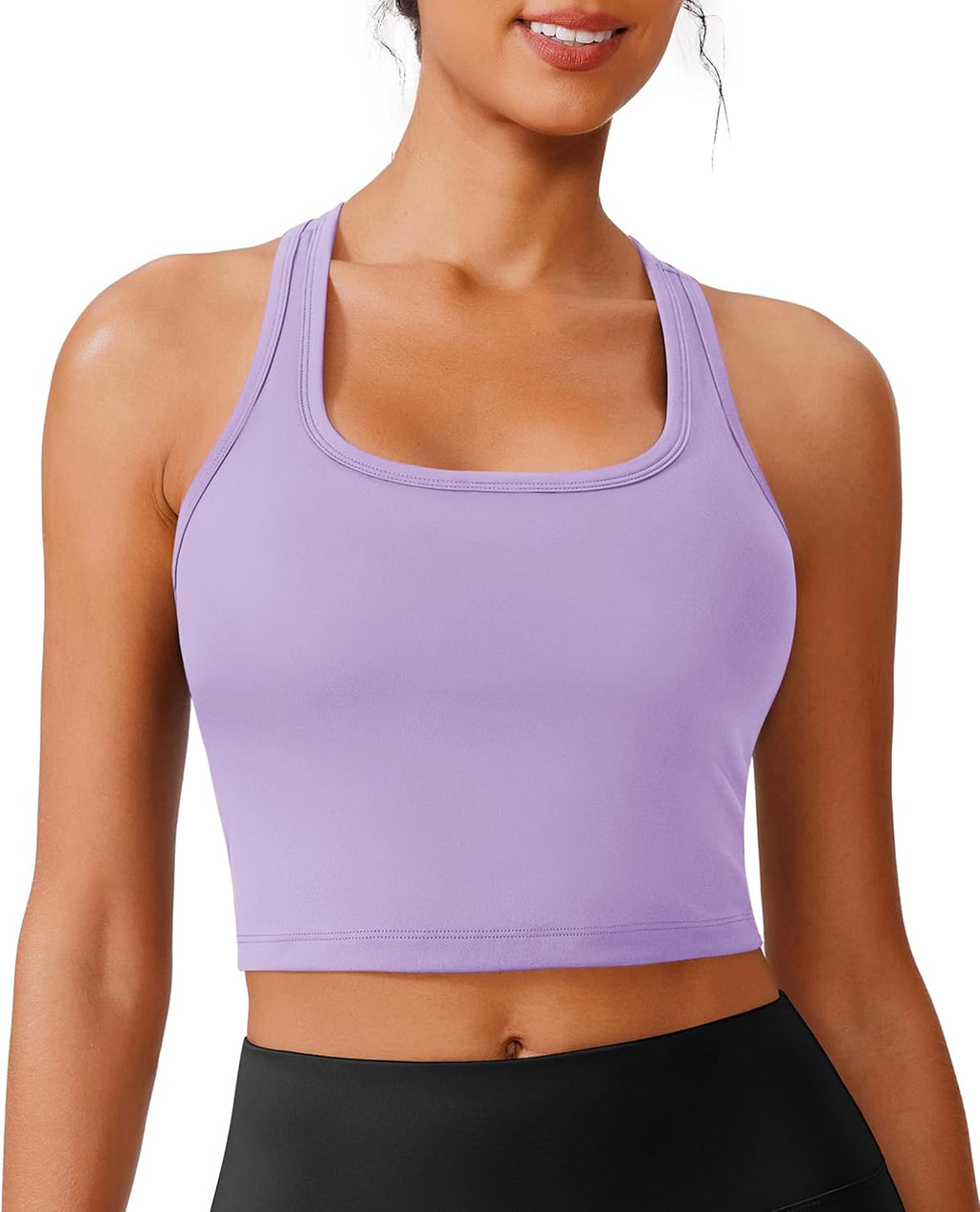 PINSPARK Longline Sports Bra - Racerback Padded Yoga Top for Women | Comfortable Workout Wear