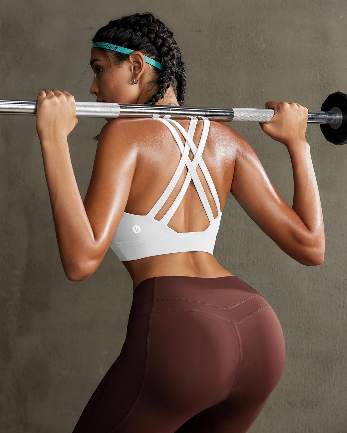RUNNING GIRL High Impact Sports Bra for Women - Scoop Neck Strappy Design with Moulded Cups