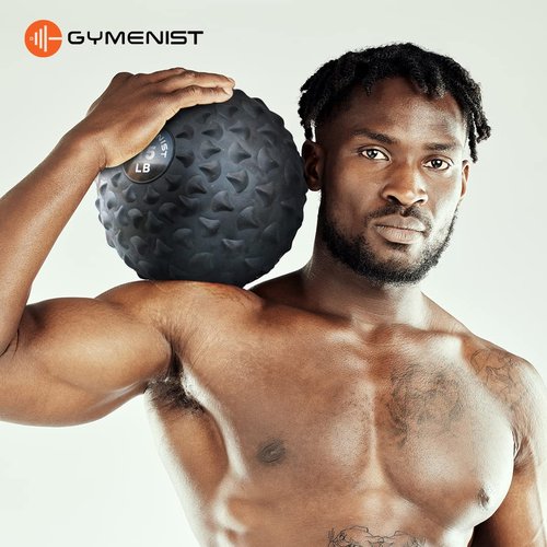 GYMENIST Weighted No Bounce Slam Ball Intensive Workout Training Gym Exercise Weight Balls Equipment (15-LB, Black Extreme)