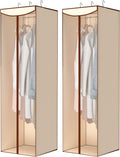 Storage Maniac Hanging Garment Bag - 2-Pack Long Dress & Suit Covers with Clear Window | Beige