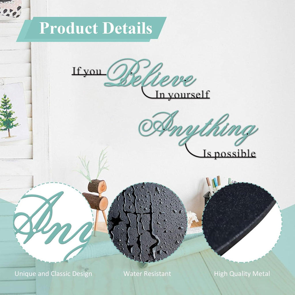Resama Wall Art Decor - Inspirational Metal Quotes | "Believe in Yourself" | 2 Pcs Colorful Design