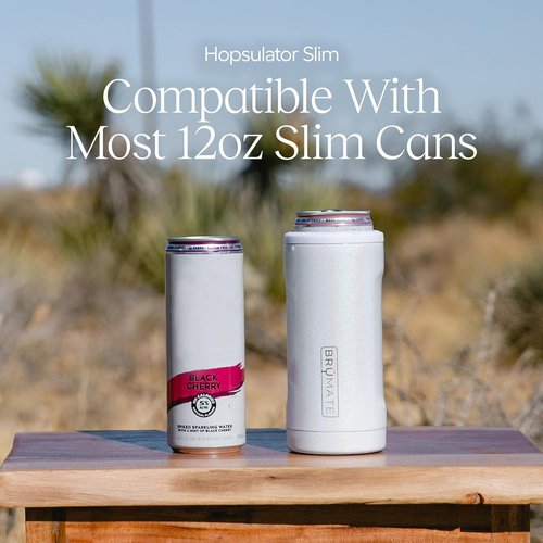 BrüMate Hopsulator Slim Can Cooler - Insulated Stainless Steel Holder for 12oz Slim Cans | Aqua