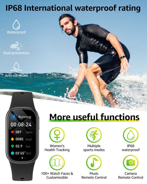 BUTFORFIT Fitness Tracker, Smart Watch with 1.47" HD Touch Display, 137+ Sport Modes Fitness Watch with Heart Rate Sleep Monitor, Step Counter, Calorie, IP68 Waterproof Activity Tracker for Women Men