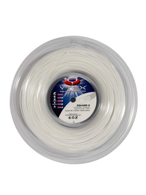 YTEX Square-X White Tennis Racquet String Reel (16L Gauge, 1.25mm)