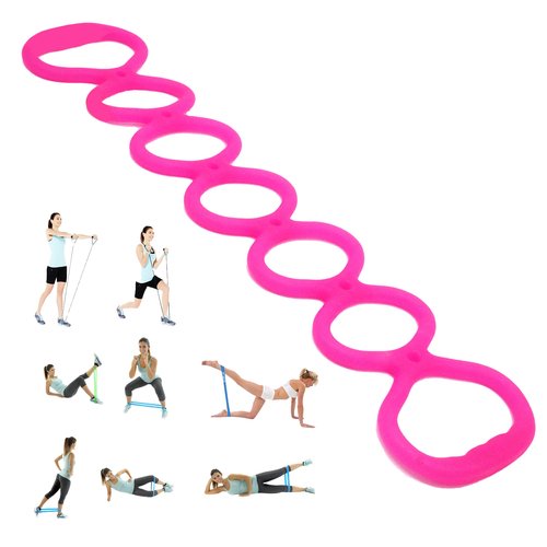 7 Ring Adjustable Loop Resistance Bands for Working Out Walk at Home，Workout Bands Exercise Stretch Band for Women&Men Fitness, Yoga, Pilates-Non-Slip, Durable Rubber, Home/Gym Use(Pink)