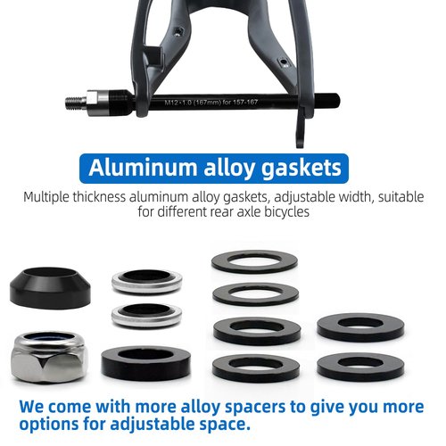Jexobox Bicycle Thru Axle Trailer Hitch Adapter - Adjustable M12x1.0/1.5/1.75 Thru Axle (157-192mm),304 Stainless Steel & 6061-T6 Aluminum Shaft for Thule (M12x1.75（192mm） 161-192)