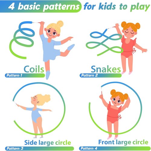 Cikyner Gymnastics Ribbon - 2 Pack Colorful Dance Bands with Sticks | Perfect for Kids' Parties and Games