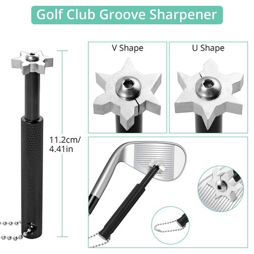 VINTEAM Golf Accessories Gift Set, Golf Towel, Golf Club Brush with Groove Cleaner, Foldable Divot Repair Tool with Ball Marker, Club Groove Cleaner Set and Golf Tee Holder - Golf Club Cleaning Kit