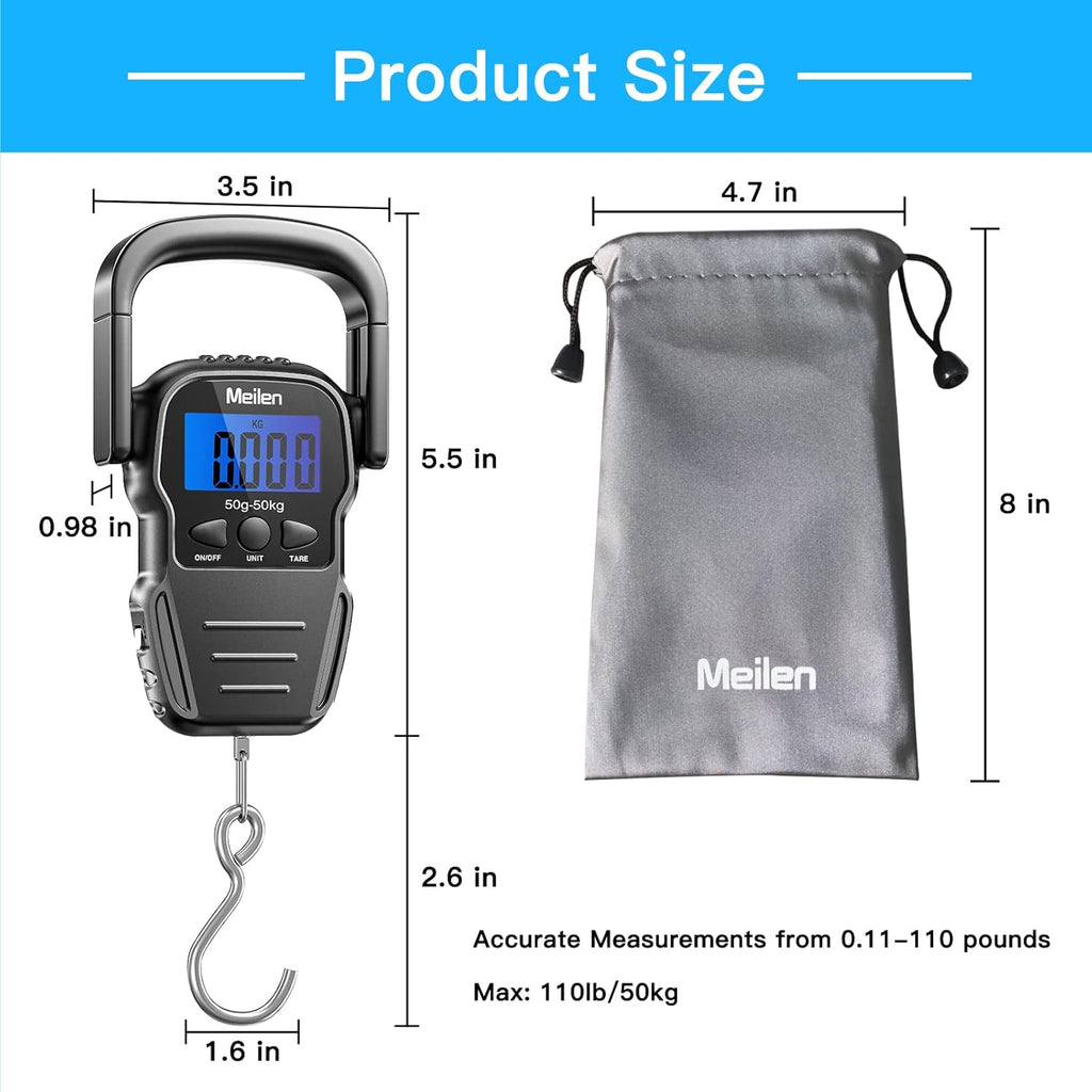 Skiennix Luggage Scale - 110lb Digital Weight Scale with Backlit LCD Display & Measuring Tape