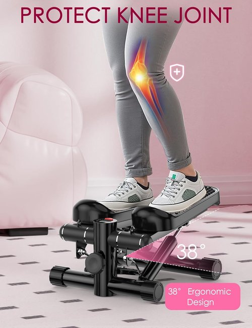 KitGody Mini Stepper - Portable Home Exercise Machine with Resistance Bands | 330LBS Capacity, Adjustable Height