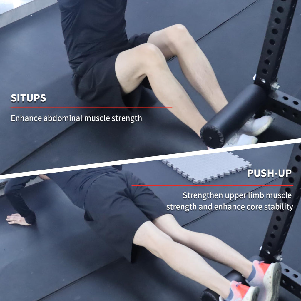 Single Leg Squat Roller/Nordic Hamstring Curl for Power Rack Attachments, Bulgarian Split Squat for Workout Esquipment Home Gym Accessories (Foam Diameter 3" / 75mm ，1" / 26mm Aperture)