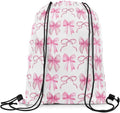 Jejeloiu Cute Bow Drawstring Backpack - Waterproof Kawaii Gym Bag | 13"x15.7" Cherry Fruit Design