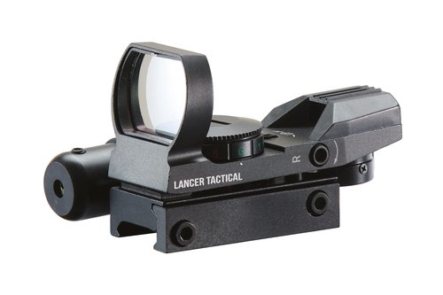 Lancer Tactical 1X22X33 Reflex Sight Red Dot Sight Red Green 4 Reticle Optics with Red Laser for 20mm Rail