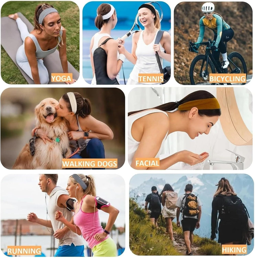 Skiennix Breathable Non-Slip Stretchy Sweat Headbands - 3 Pcs for Yoga & Running | Perfect for Women & Girls