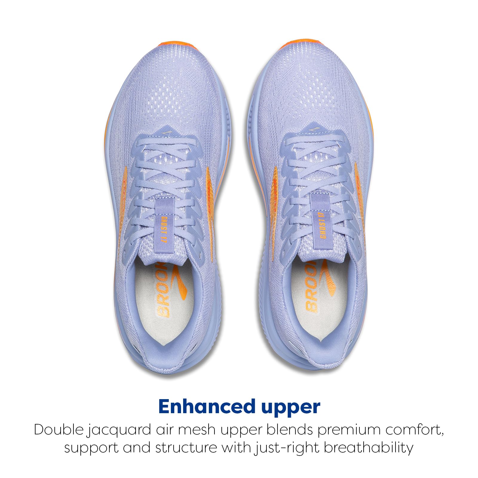 Brooks Women’s Ghost 17 Neutral Running Shoe - Blue Heron/White/Orange - 6 Medium