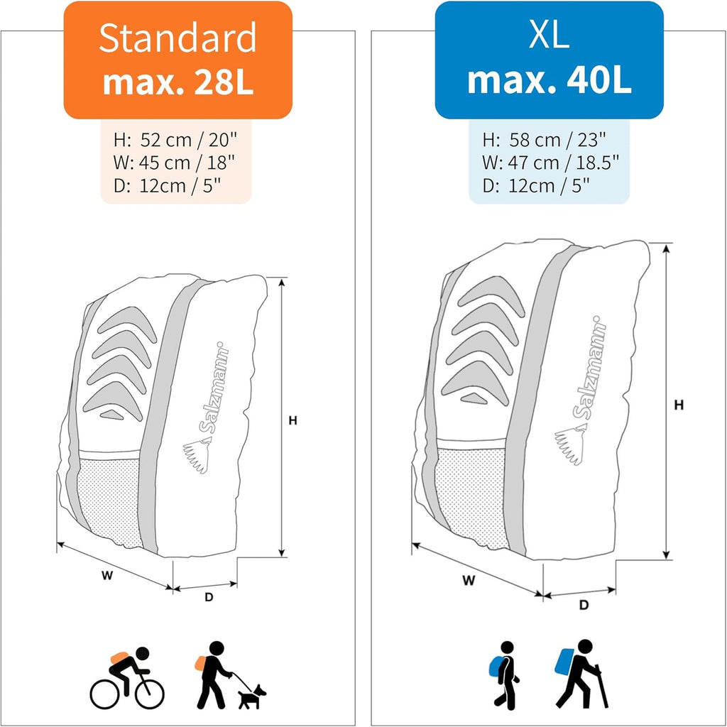 Salzmann Reflective Backpack Cover - High-Visibility, Waterproof & Weatherproof - 3M Scotchlite Material