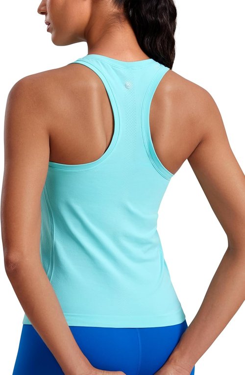 CRZ YOGA Seamless Workout Tank Tops for Women - Breathable Athletic Sleeveless Racerback Shirts
