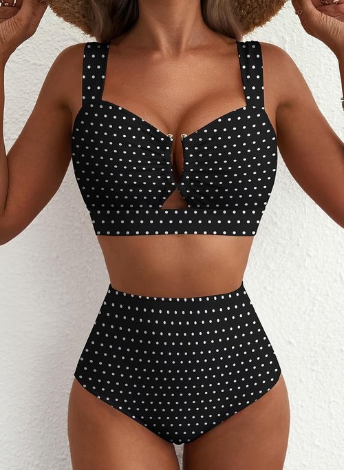 Herseas Women's Floral Print High-Waisted Bikini Set - 2 Piece U Wire Cutout Swimsuit for Summer Beach