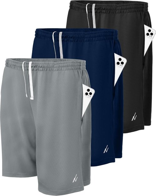 NY Threads Men's Athletic Shorts - Quick Dry, Lightweight Workout & Running Gym Shorts with Pockets | 3 Pack