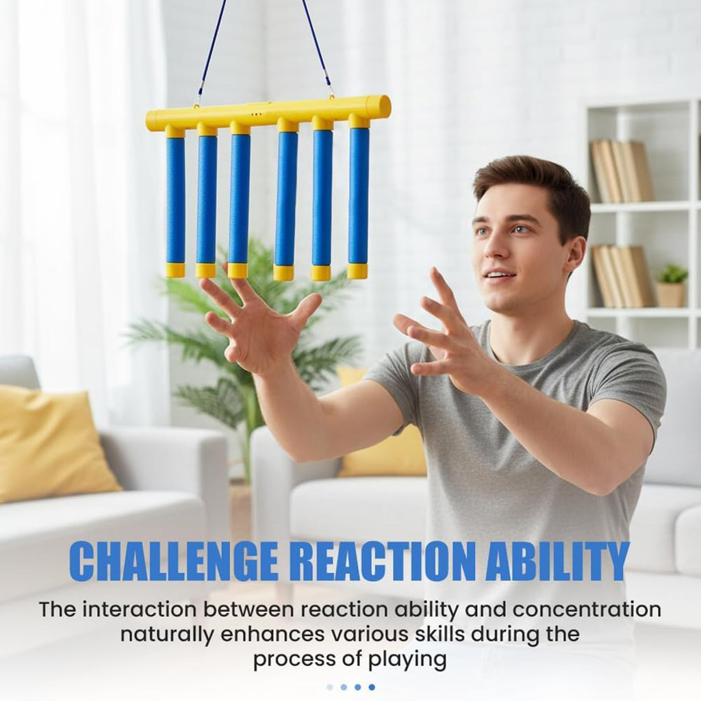 KBBYT Reflective Drop Stick Challenge Game, Catch All Drop Sticks, Hand Eye Coordination Reflex Training Toy, 3 Adjustable Speed Modes (Dark Blue)