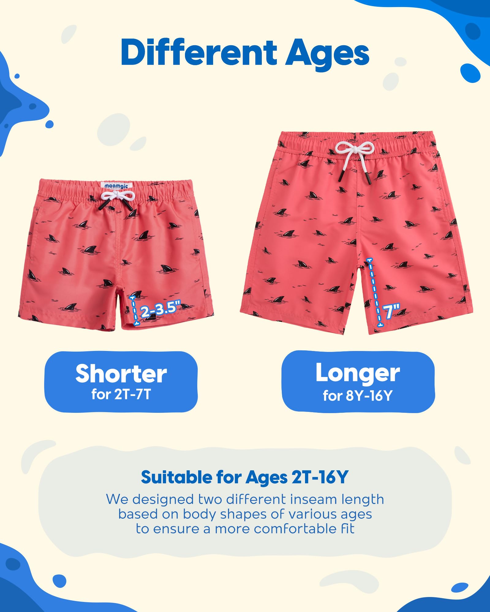 maamgic Boys Swim Trunks Toddler Swim Shorts Little Boys Bathing Suit Swimsuit Toddler Boy Swimwear,Pink Black Whale,10 T