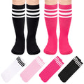 Sarfel Girls Soccer Socks Youth Soccer Socks Kids Soccer Socks Kids 4-6 Toddler Kids Baseball Socks Pink Girls Knee High Socks