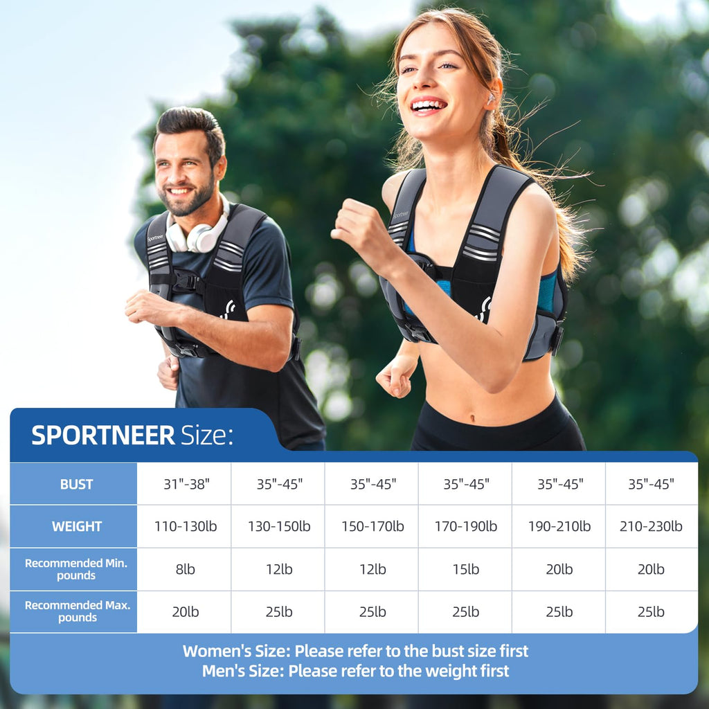 Sportneer Weighted Vest for Women Men: 25lb Comfortable Weight Vest with Storage Pocket Reflective Stripe Rucking Vest for Walking Running Strength Training Fitness Weight Loss Weightlifting Gray