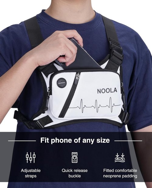 NOOLA Running Chest Pack - Lightweight Reflective Vest for Men & Women | Ideal for Jogging & Cycling, White