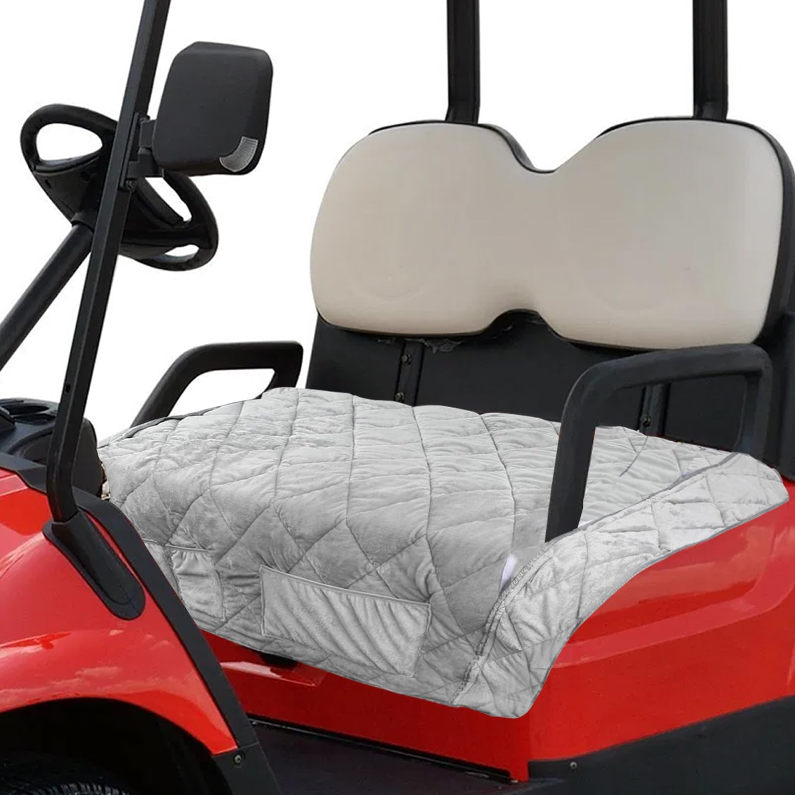 smotrcc Universal Waterproof Heavy Duty Golf Cart Seat Cover - Gray, Cotton, for Club Car DS Precedent EZGO TXT RXV, 2-Person Seats with Armrests