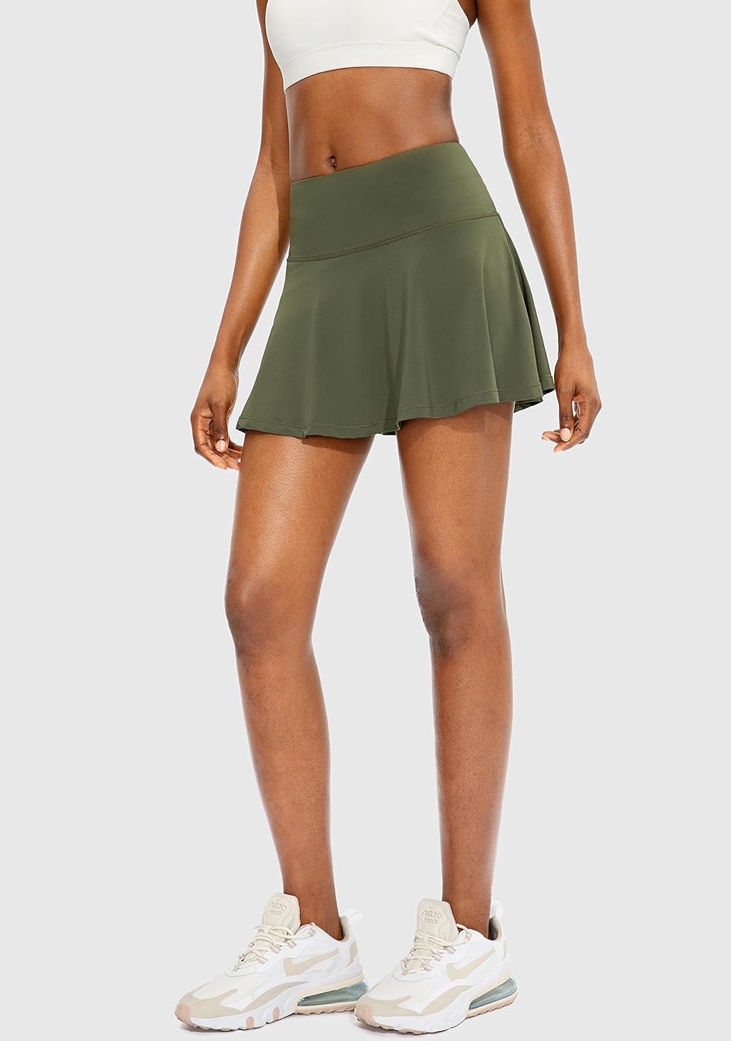 SANTINY Women's High Waisted Pleated Tennis Skirt - 4 Pockets for Athletic Comfort & Style