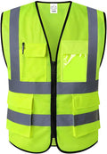 XIAKE High Visibility Reflective Safety Vest - Class 2 ANSI Compliant with Pockets for Men & Women
