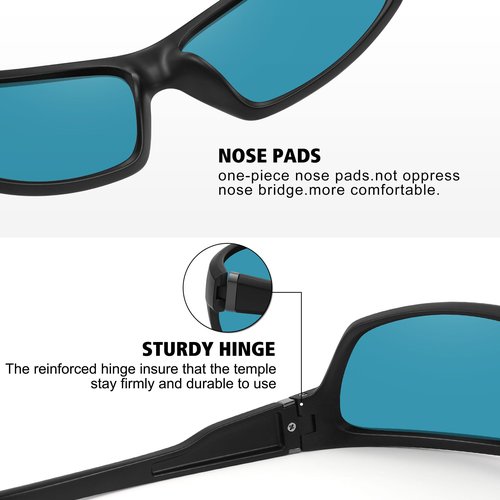 MEETSUN Polarized Sports Sunglasses for Men Women Wrap Around Driving Cycling Golf Fishing Sun Glasses UV400 Protection 3Pack- Black+Blue+Red