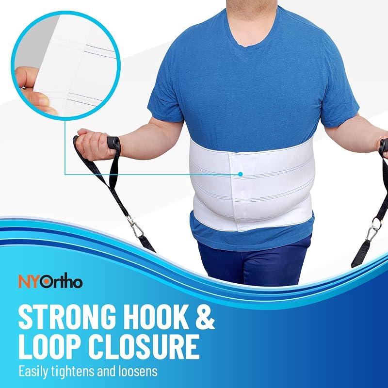 Bariatric Abdominal Binder 12-Inch Wide, 4 Panel 90-105 Inch - Latex-Free Post-Surgery Belly Wrap