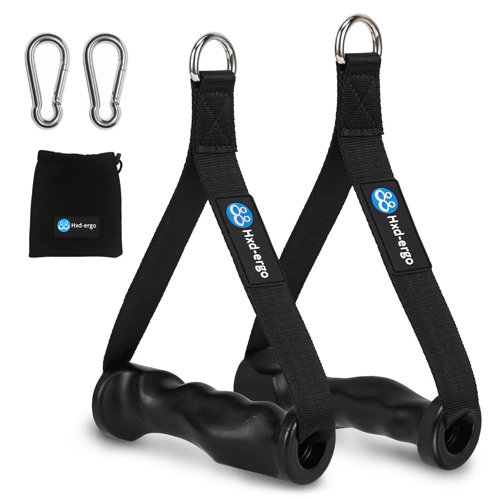 HXD-ERGO Ergonomic Exercise Handles for Cable Machine Attachments, Resistance Bands - Gym Handles for Yoga, Pilates, Strength Training Workout （Black