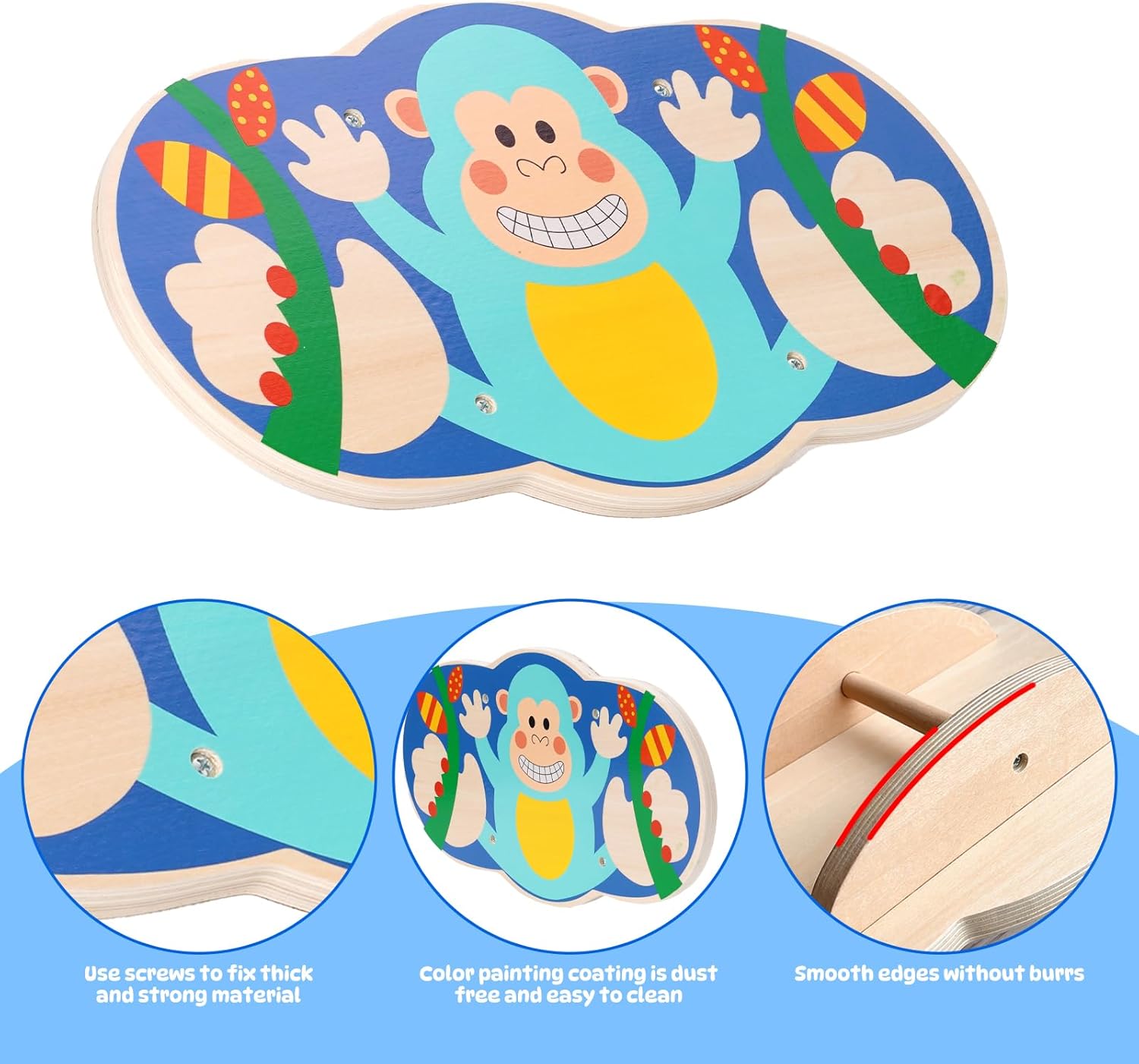 Wobble Balance Board - Kids Wooden Rocker for Active Play | Supports Up to 123 lbs